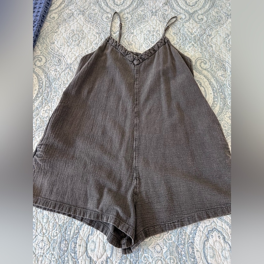 Women's Black Linen-Blend Romper